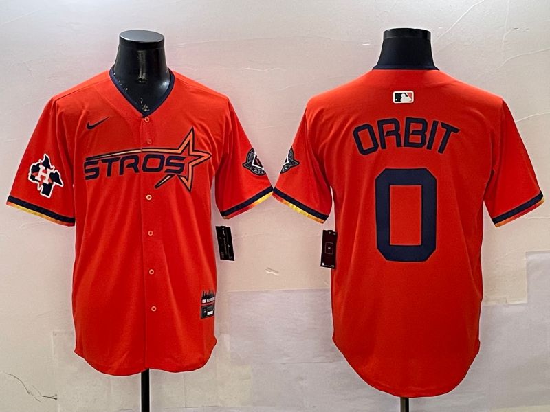 Men Houston Astros #0 Orbit Orange Three generations Joint Name 2025 Nike MLB Jersey style 5->houston astros->MLB Jersey